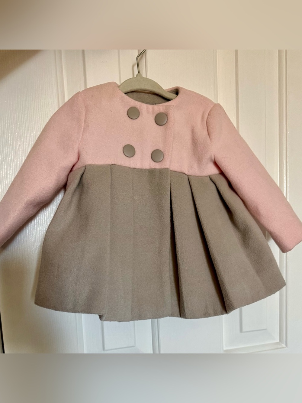 Tahari Pink and Gray Pleated Girls' Skirted Coat